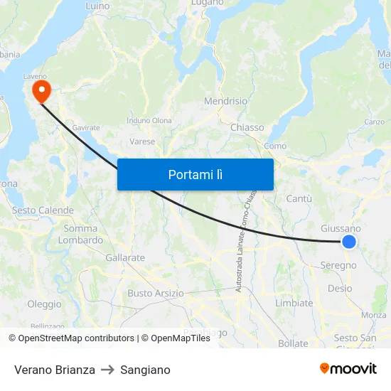 Verano Brianza to Sangiano map
