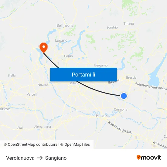 Verolanuova to Sangiano map
