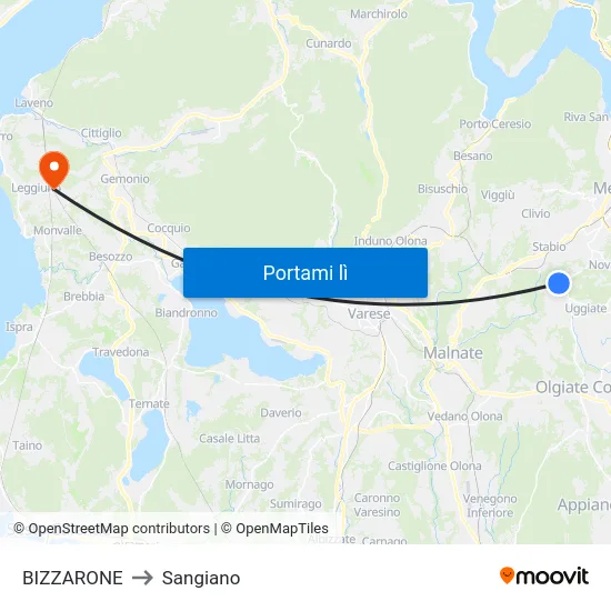 BIZZARONE to Sangiano map