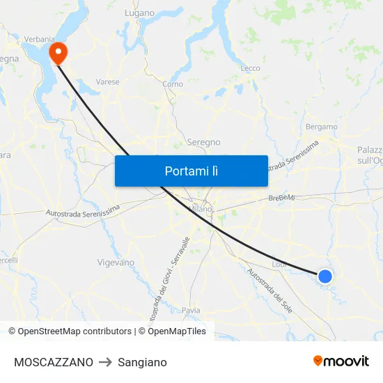 MOSCAZZANO to Sangiano map