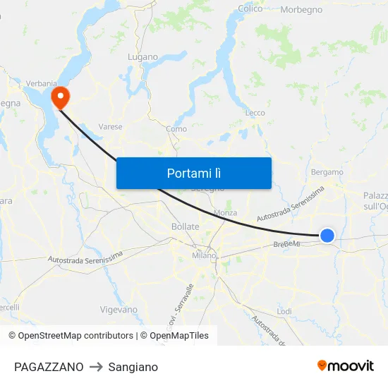 PAGAZZANO to Sangiano map
