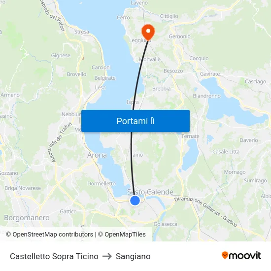 Castelletto Sopra Ticino to Sangiano map