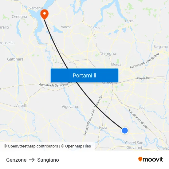 Genzone to Sangiano map