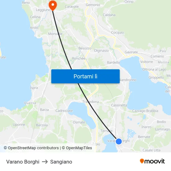 Varano Borghi to Sangiano map