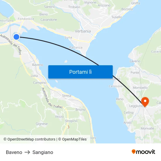 Baveno to Sangiano map