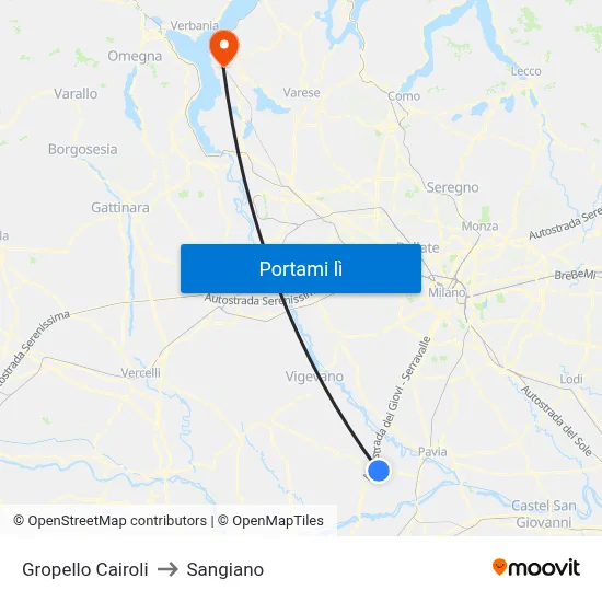 Gropello Cairoli to Sangiano map