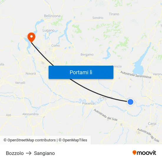 Bozzolo to Sangiano map