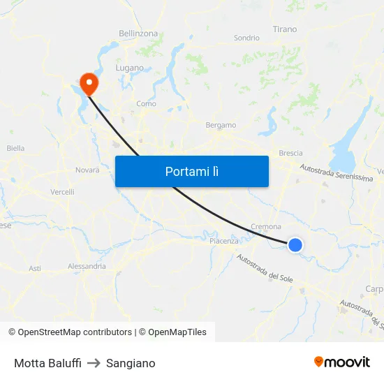 Motta Baluffi to Sangiano map