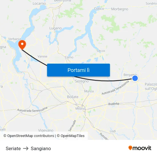 Seriate to Sangiano map