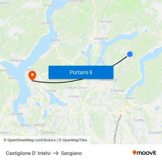 Castiglione D' Intelvi to Sangiano map