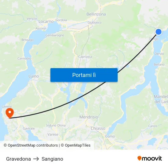 Gravedona to Sangiano map