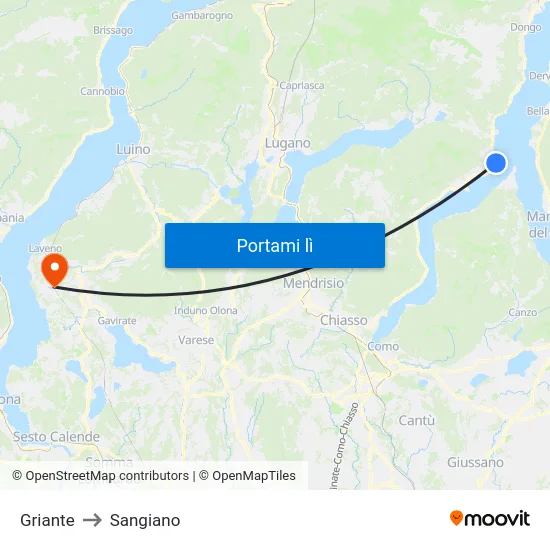 Griante to Sangiano map