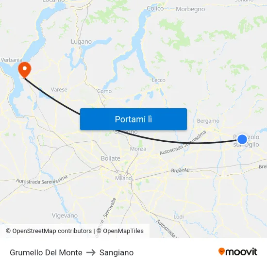 Grumello Del Monte to Sangiano map
