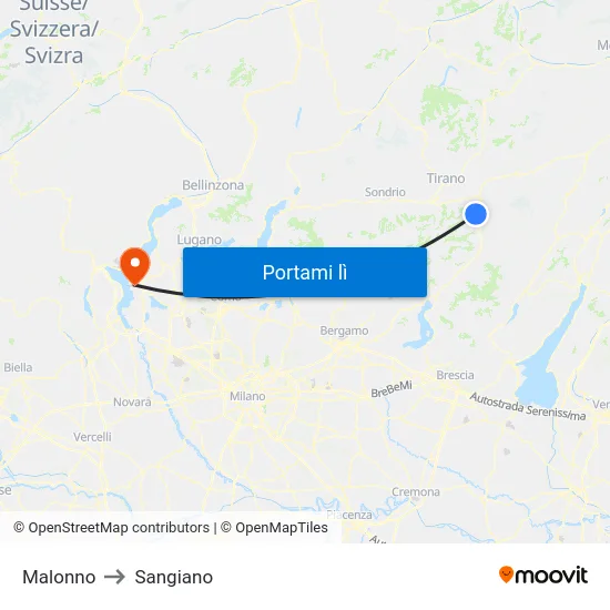 Malonno to Sangiano map