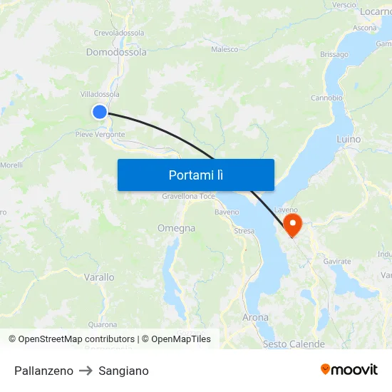 Pallanzeno to Sangiano map