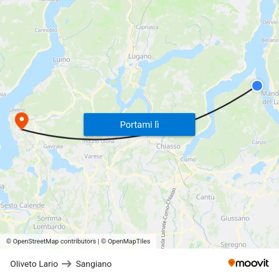 Oliveto Lario to Sangiano map