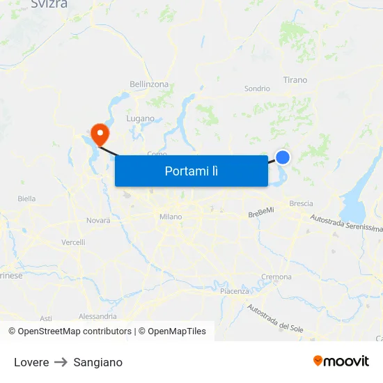 Lovere to Sangiano map