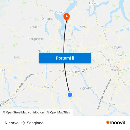 Nicorvo to Sangiano map