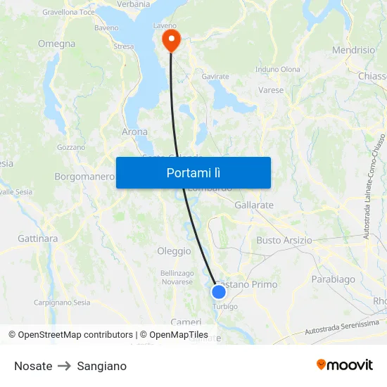 Nosate to Sangiano map