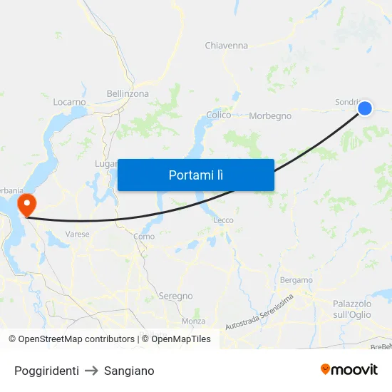 Poggiridenti to Sangiano map