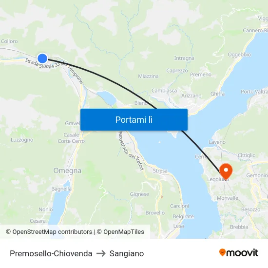 Premosello-Chiovenda to Sangiano map