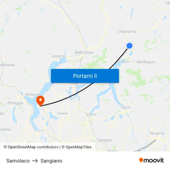 Samolaco to Sangiano map