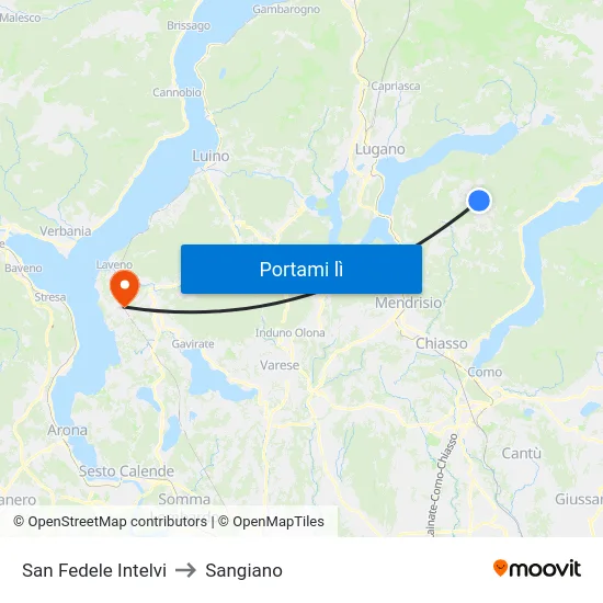 San Fedele Intelvi to Sangiano map