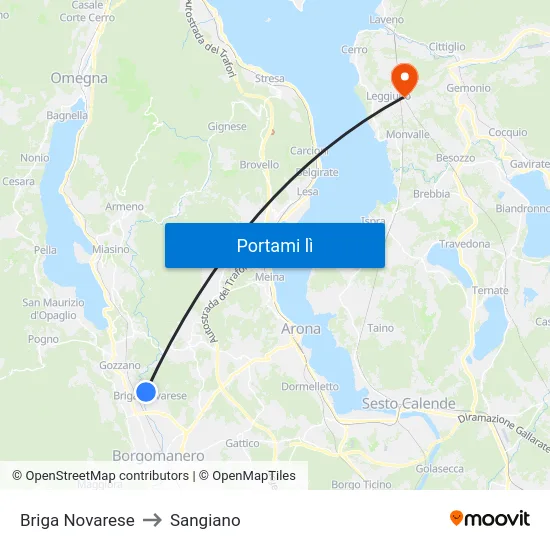 Briga Novarese to Sangiano map