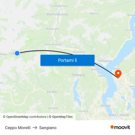 Ceppo Morelli to Sangiano map