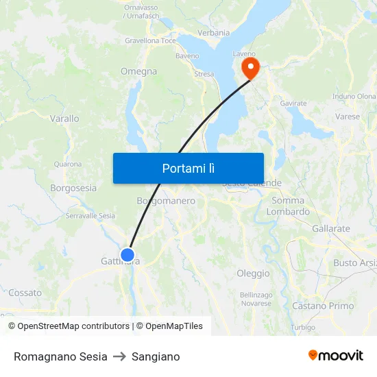 Romagnano Sesia to Sangiano map