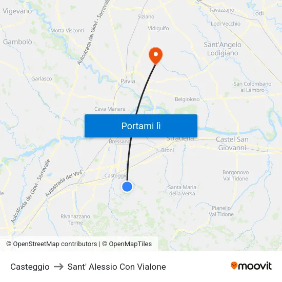 Casteggio to Sant' Alessio Con Vialone map