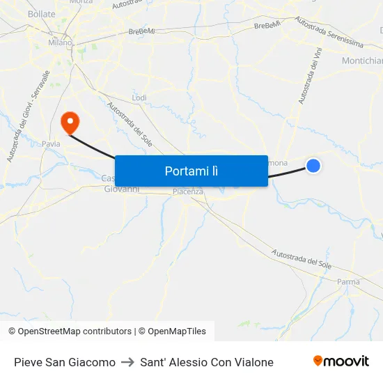 Pieve San Giacomo to Sant' Alessio Con Vialone map