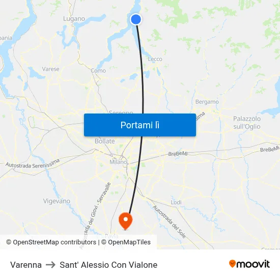 Varenna to Sant' Alessio Con Vialone map