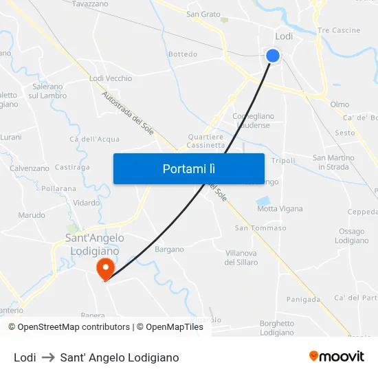 Lodi to Sant' Angelo Lodigiano map