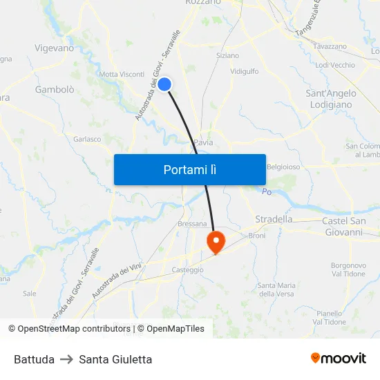Battuda to Santa Giuletta map