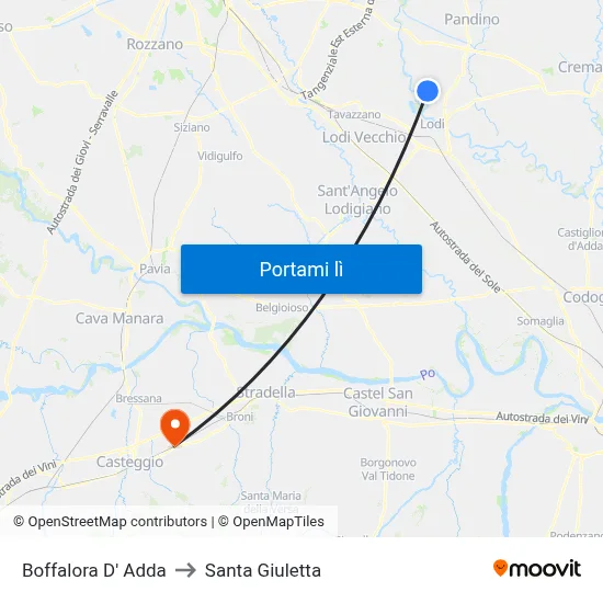 Boffalora D' Adda to Santa Giuletta map
