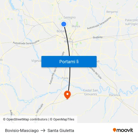 Bovisio-Masciago to Santa Giuletta map