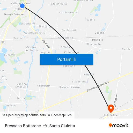 Bressana Bottarone to Santa Giuletta map
