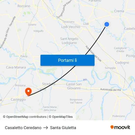 Casaletto Ceredano to Santa Giuletta map