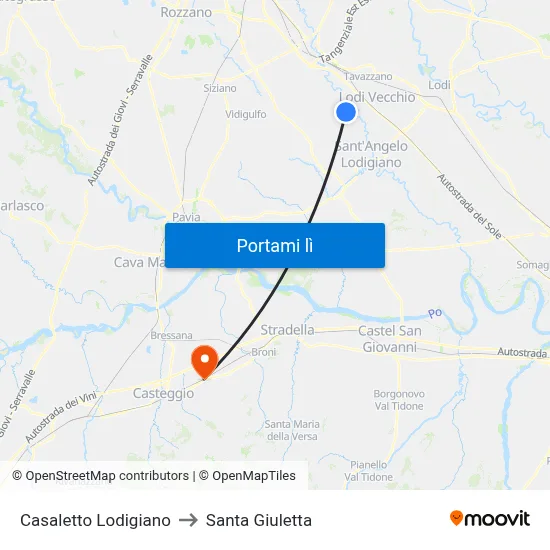 Casaletto Lodigiano to Santa Giuletta map