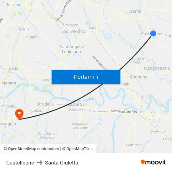 Castelleone to Santa Giuletta map