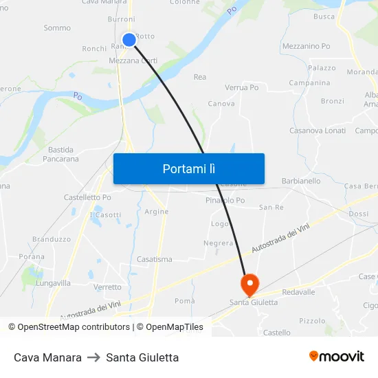 Cava Manara to Santa Giuletta map