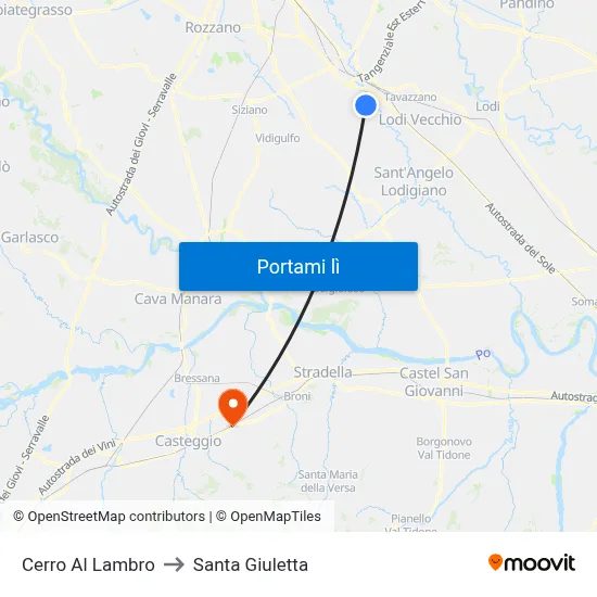 Cerro Al Lambro to Santa Giuletta map