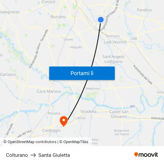 Colturano to Santa Giuletta map