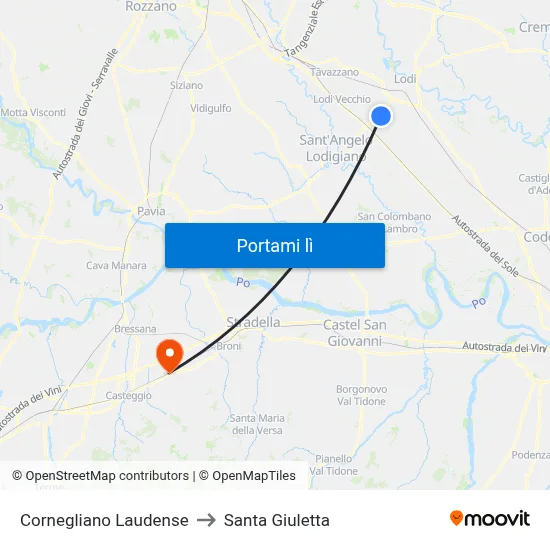 Cornegliano Laudense to Santa Giuletta map