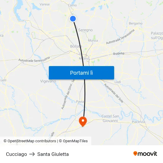 Cucciago to Santa Giuletta map