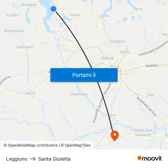 Leggiuno to Santa Giuletta map