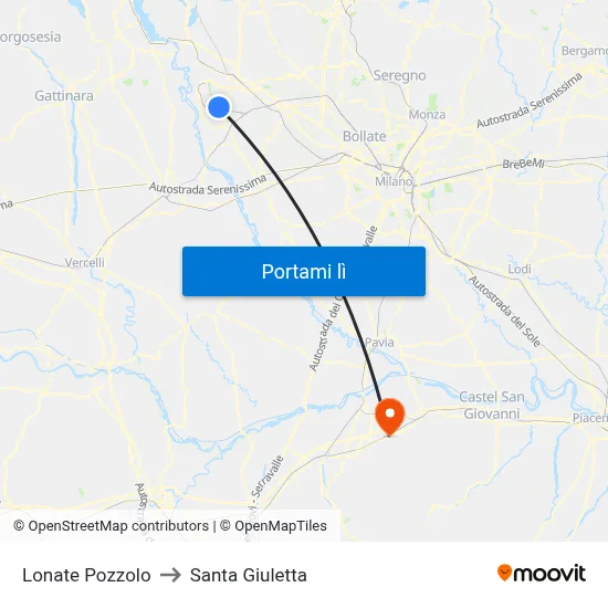 Lonate Pozzolo to Santa Giuletta map