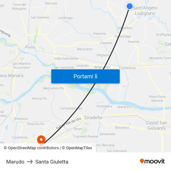 Marudo to Santa Giuletta map