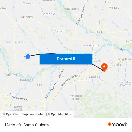 Mede to Santa Giuletta map